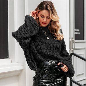 Oversized Knit Black Sweater